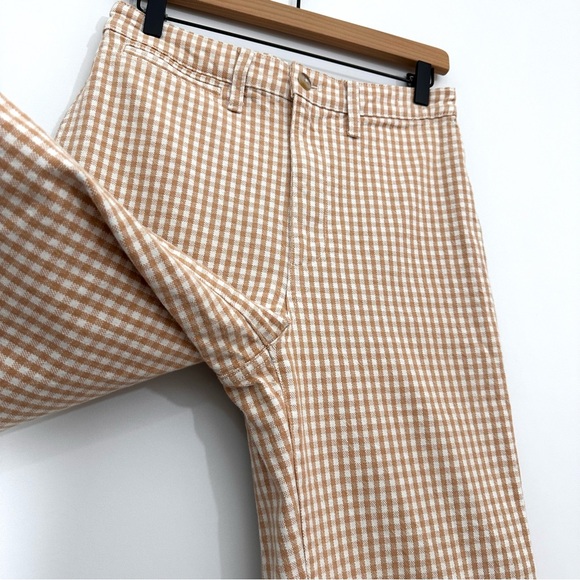 Madewell Gingham Emmett Wide Leg Crop Pants Tan White Size 28 - Picture 6 of 12